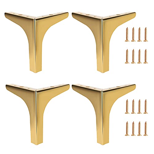 Möbelbeine, Ersatz-Tischbeine, Modernes Metall-Schlafsofa, Kleiderschrank, Couchtisch-Stützmöbelfüße, rutschfeste Schreibtischbeine, Mit Schrauben,Gold-13cm/5.1in von Generic