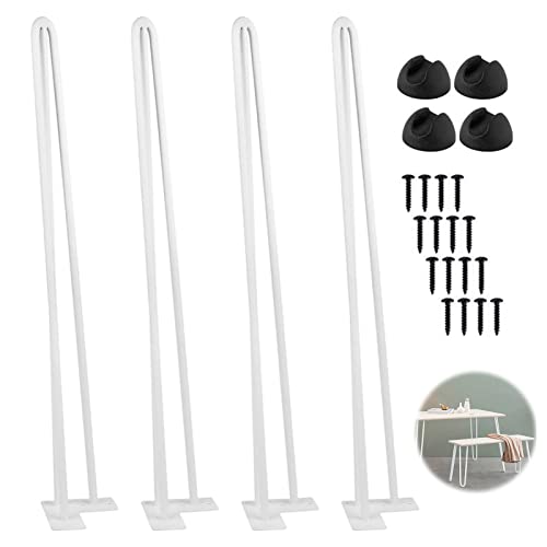 Möbelbeine, weiße Haarnadel-Tischbeine, robuste Haarnadel-Möbelbeine mit DREI Stangen, für Kaffeekommode, Fernsehständer, Sofa, Schrank, 4er-Pack (75 cm (29,5 Zoll)) von Generic