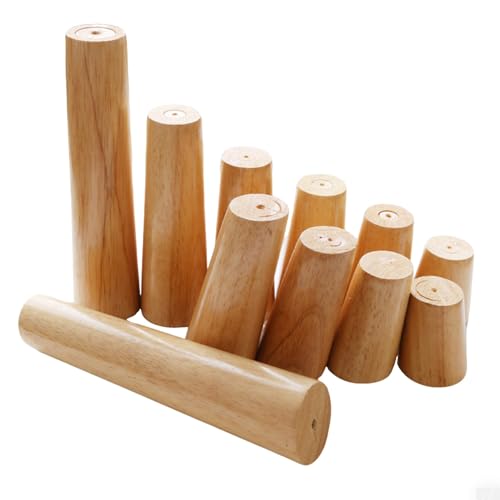 Möbelbeine aus Holz 10cm 20cm 30cm 50cm 60cm Ersatz Sofafüße holzfüße Konisch Schräg Tischbeine Sofabeine 4er Set Schrank Massivholz Möbel Beine(12cm) von Generic