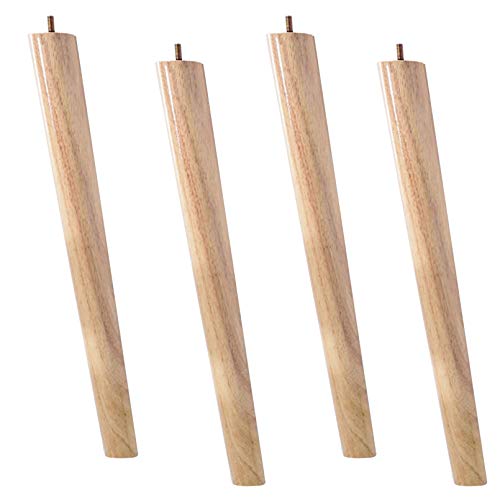 Möbelbeine aus Massivholz, Sofafüße, Sofafüße mit Kegel aus Gummiholz, Ersatzbeine für Couchtische aus Holz, Gewindestange M8, 4er-Set, Holzfarbe (schräg 60 cm) von Generic