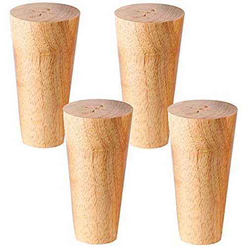 Möbelbeine aus Massivholz, Sofafüße, zuverlässiger Ersatzfuß aus Holz mit Montageplattenschrauben und Anti-Rutsch-Schutzschräge, 4er-Pack (Größe: 15 cm) von Generic