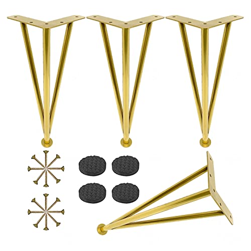 Möbelbeine verstellbar 10 cm 15 cm 20 cm 25 cm 30 cm 35 cm 40 cm 60 cm, Moderne Tischbeine aus Metall, Möbelfüße für Badezimmerküche, Möbelersatzbeine, Gold-35cm/13.7 von Generic