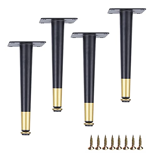 Möbeltischbeine Schwarz mit Gold, runde, konische moderne Sofafüße aus Eisen, verstellbare Möbelbeine aus Metall, für Couchtisch, Schrank, Couch, Fernsehständer, Schreibtisch, DIY-Hardware, 4er-Pack ( von Generic