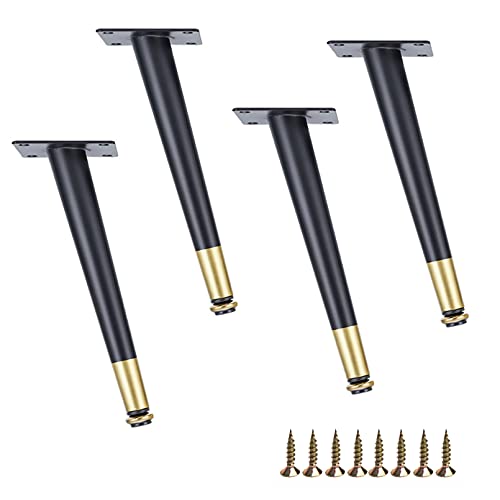 Möbeltischbeine Schwarz mit Gold, runde, konische moderne Sofafüße aus Eisen, verstellbare Möbelbeine aus Metall, für Couchtisch, Schrank, Couch, Fernsehständer, Schreibtisch, DIY-Hardware, 4er-Pack ( von Generic