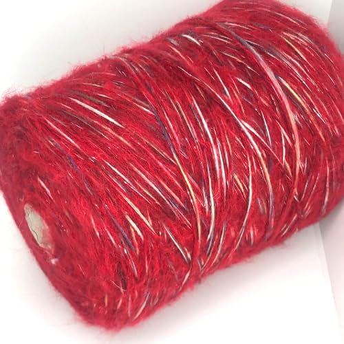 Mohair Merinowoll Mischgewebe KonenGarn 400g – 4 Kammgewicht – Weich und langlebig, zum Stricken, Häkeln und Basteln (Rot, mehrfarbig) von Generic