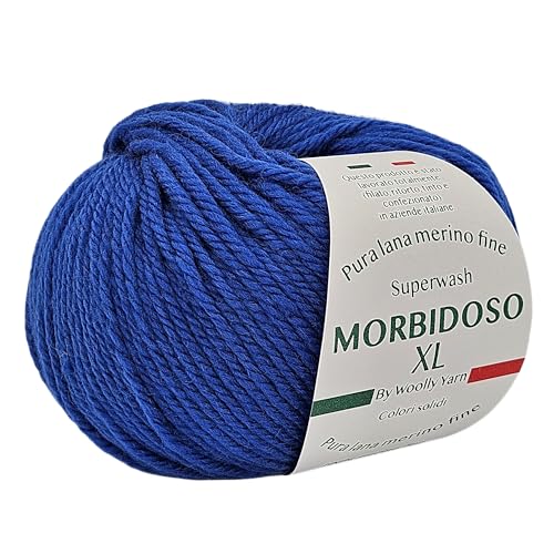 Morbidoso XL Strickgarn aus 100% Merinowolle, einlaufsicher, zum Häkeln und Stricken, Babywolle, einfarbige Farben, 50 g, 100 Meter, für Decken und Kleidung (Blau 3) von Generic