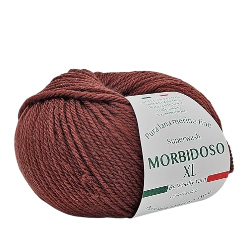 Morbidoso XL Strickgarn aus 100% Merinowolle, einlaufsicher, zum Häkeln und Stricken, Babywolle, einfarbige Farben, 50 g, 100 Meter, für Decken und Kleidung (Braun 1337) von Generic