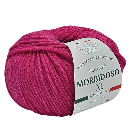 Morbidoso XL Strickgarn aus 100% Merinowolle, einlaufsicher, zum Häkeln und Stricken, Babywolle, einfarbige Farben, 50 g, 100 Meter, für Decken und Kleidung (Cylamen 36) von Generic