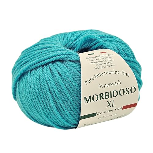 Morbidoso XL Strickgarn aus 100% Merinowolle, einlaufsicher, zum Häkeln und Stricken, Babywolle, einfarbige Farben, 50 g, 100 Meter, für Decken und Kleidung (Türkis 4535) von Generic