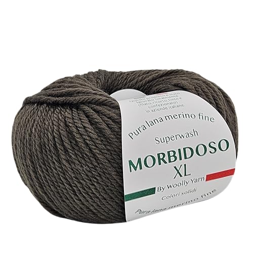 Morbidoso XL Strickgarn aus 100% Merinowolle, einlaufsicher, zum Häkeln und Stricken, Babywolle, einfarbige Farben, 50 g, 100 m für Decken und Kleidung (Dunkelgrün 414) von Generic