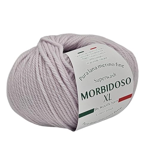 Morbidoso XL Strickgarn aus 100% Merinowolle, einlaufsicher, zum Häkeln und Stricken, Babywolle, einfarbige Farben, 50 g, 100 m für Decken und Kleidung (Eisgrau 4108) von Generic