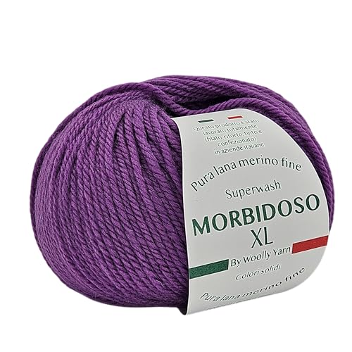 Morbidoso XL Strickgarn aus 100% Merinowolle, einlaufsicher, zum Häkeln und Stricken, Babywolle, einfarbige Farben, 50 g, 100 m für Decken und Kleidung (Violett 3336) von Generic