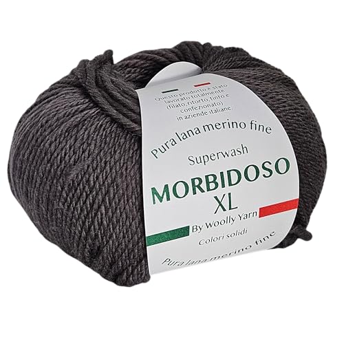 Morbidoso XL Strickgarn aus 100% Merinowolle, einlaufsicher, zum Häkeln und Stricken, Babywolle einfarbig, 50 g 100 Meter, für Decken und Kleidung (Grau 202) von Generic