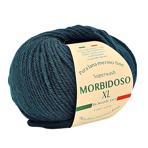 Morbidoso XL Strickgarn aus 100% Merinowolle, einlaufsicher, zum Häkeln und Stricken, Babywolle einfarbig, 50 g 100 Meter, für Decken und Kleidung (Petrol 704) von Generic