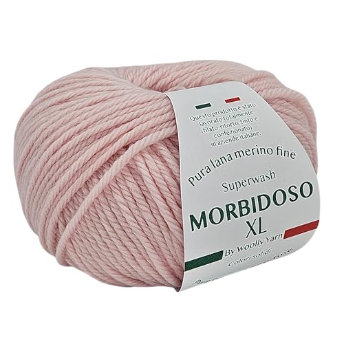 Morbidoso XL Strickgarn aus 100% Merinowolle zum Häkeln und Stricken, Babywolle einfarbig, 50 g 100 m für Decken und Kleidung (Rosa 24) von Generic