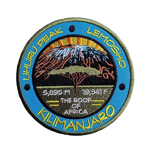 Mount Kilimanjaro Uhuru Peak Lemosho Tansania Patch (3,5 Zoll) bestickt zum Aufbügeln / Aufnähen auf Abzeichen The Roof of Afrika Souvenir Emblem DIY Geschenk Patches von Generic