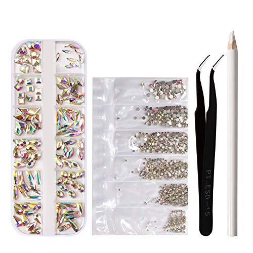 Nagel-Charms, Strasssteine ​​für Nägel, Nagel-Edelsteine ​​mit 12 Gittern, mit 6 Gittern, Im Beutel Verpackt, Picker-Punktierstift-Set, Strasssteine ​​in Mehreren Größen, von Generic