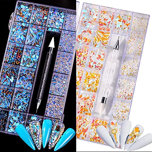 Nail Art Strass-Set, 9000 Stück, Kristall-AB-Strasssteine, Wachsstift, Nagelschmuck-Set für Nagelkunst, Basteln, DIY-Zubehör mit Edelsteinen, (#10) von Generic