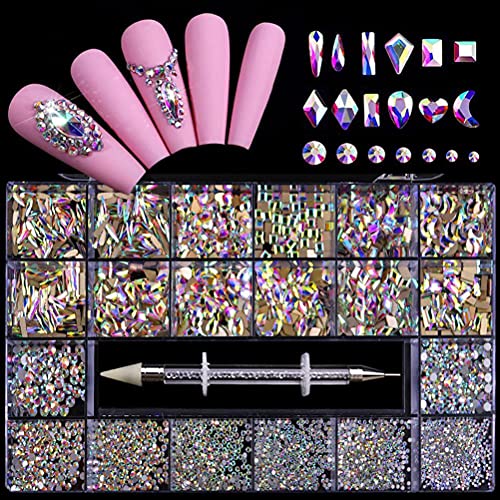 Nail Art Strass-Set, 9000 Stück, Kristall-AB-Strasssteine, Wachsstift, Nagelschmuck-Set für Nagelkunst, Basteln, DIY-Zubehör mit Edelsteinen, (#2) von Generic