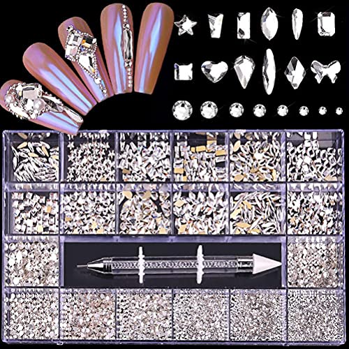 Nail Art Strass-Set, 9000 Stück, Kristall-AB-Strasssteine, Wachsstift, Nagelschmuck-Set für Nagelkunst, Basteln, DIY-Zubehör mit Edelsteinen, (#4) von Generic