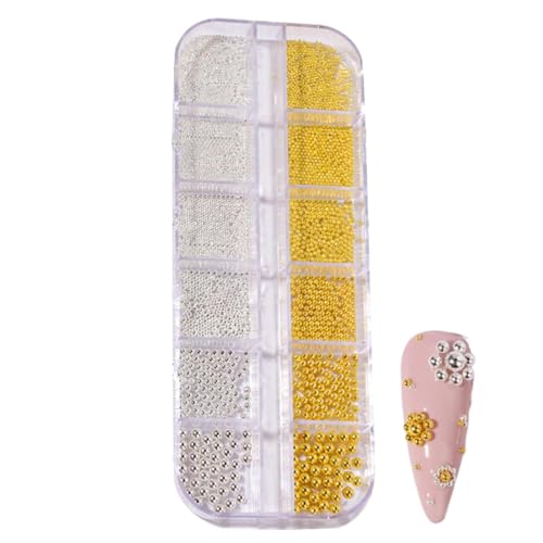 Nail Beads - Nagel Charme Accessoires, Nagel Nieten, Japanische Nagel Zubehör Strass | 3D Gemischte Größen Maniküre Silber Gold Charme Kaviar Perlen Für Frauen Mädchen Maniküre Liefert Handwerk Nail Beads - Nagel Charme Accessoires, Nagel Nieten, Japanische Nagel Zubehör Strass | 3D Gemischte Größen Maniküre Silber Gold Charme Kaviar Perlen Für Frauen Mädchen Maniküre Liefert Handwerk von Generic