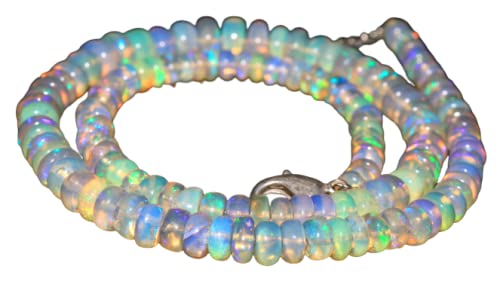 Natürliche äthiopische Opal-Perlen, 43 Karat, AAA, Feueropal, äthiopische Rondelle-Perlen, Welo-Feueropal-Perlen, Edelsteinperlen, weiß, 5,5 x 2,5 mm von Generic