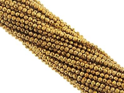 Natürlicher Pyrit, 3 mm, Edelstein, 5 Stränge, rund, facettiert, lose Perlen, 35,6 cm Schnur jeder Linie für Schmuckherstellung Natürlicher Pyrit, 3 mm, Edelstein, 5 Stränge, rund, facettiert, lose Perlen, 35,6 cm Schnur jeder Linie für Schmuckherstellung von Generic