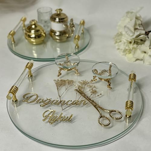 NazlimShop Nisan Tepsi Damat fincan Set Nisan Tepsisinazlimshop Trauring Tablett Verlobung Hochzeit Söz Yüzük Tepsi Ringtablett Ringkissen von Generic