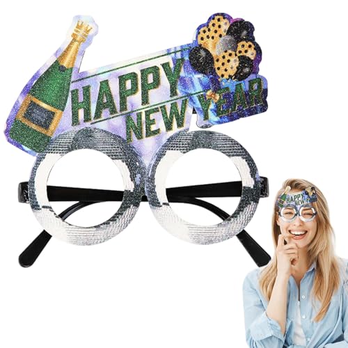 Neujahrsbrille,Lustige Brille für Erwachsene | Neujahrsbrillen-Glitzerbrillen-Dekoration,Silvesterpartys liefert stilvolle Kostümbrillen für Partys, Maskeraden von Generic