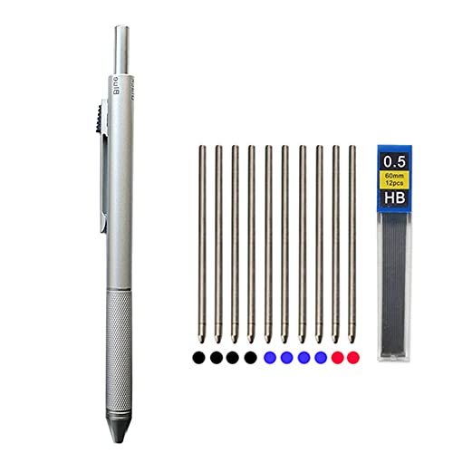 New Technology Schwerkraft-Sensor, 4-in-1 Kugelschreiber, Metall, Multifunktionsstift, 3 Farben, Kugelschreibermine und Bleistiftmine (Silber) von Generic