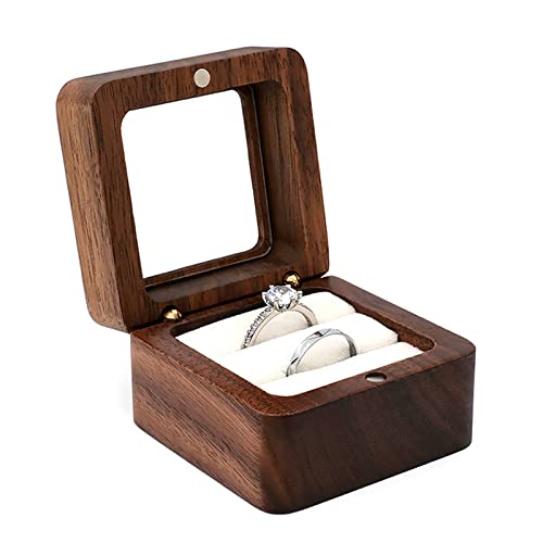 Newwyt Hochzeits-Holzkiste mit weichem Innenhalter, Einzel-/Doppelschlitz, Schmuckschatulle, Aufbewahrungsbox, Schmuck-Organizer, Ringbox, Geschenk, 5# Holz von Generic