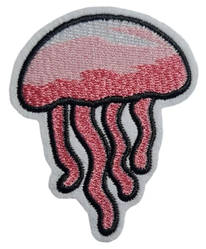 Niedliche rosa Quallen Ozean Meer Tier Tintenfisch Patches Stickerei Cartoon Sommer Patches Applikation Handwerk Baby Kinder Mädchen Kleidung DIY Zubehör Dekorative Reparatur Flicken von Generic