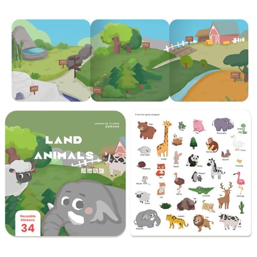 Niedliches Stickerbuch, Sticker-Aktivitätsbuch,Pädagogische Cartoon-Stickerbücher - Wiederverwendbare Aufkleberspielzeuge, lustige Lernaktivitäten für Kindergarten, Vorschule von Generic