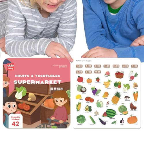 Niedliches Stickerbuch, Sticker-Aktivitätsbuch - Multifunktionales Cartoon-Lernspielzeug - Niedliche sensorische Spielzeuge, Wiederverwendbare Früherziehungsspielzeuge für Kindergarten, Kindergarten von Generic