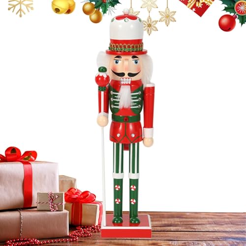 Nussknacker-Holzfigur, Schreibtisch-Nussknacker-Statue,Weihnachts-Holzfigur Nussknacker-Statue | Saisonale freistehende Tischskulptur für den Innen- und Außenbereich für Bücherregal, Kamin von Generic