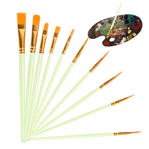 Ölpinsel, 10-teiliges Pinselset für Acrylmalerei, Flexible Künstlerpinsel, glattes Haselnusspinsel-Set mit 7 atemberaubenden Farben, eckige Pinsel für Aquarellölmalerei von Generic