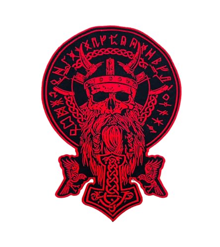 Odin Aufnäher zum Aufbügeln, groß, groß, für Weste, Wikinger, Biker, Totenkopf von Generic