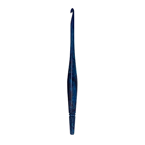 Ommi Stromlinienförmige Häkelnadel mit ergonomisch geformten Griff, Häkelnadel aus Harz, 17,8 cm Länge (Blue, 4 mm) von Generic