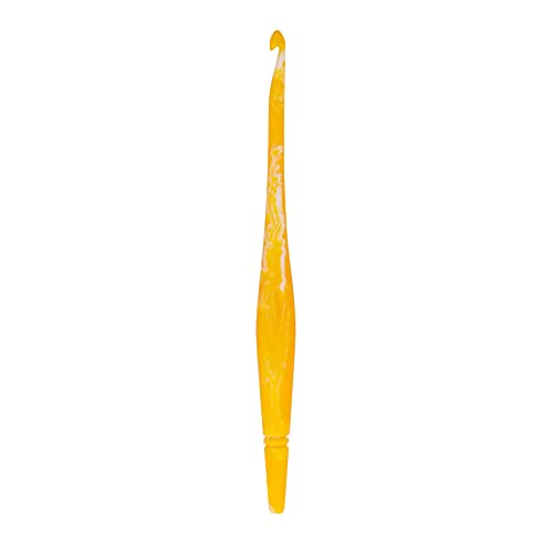 Ommi Stromlinienförmige Häkelnadel mit ergonomisch geformten Griff, Häkelnadel aus Harz, 17,8 cm Länge (Yellow, 4.5 mm) von Generic