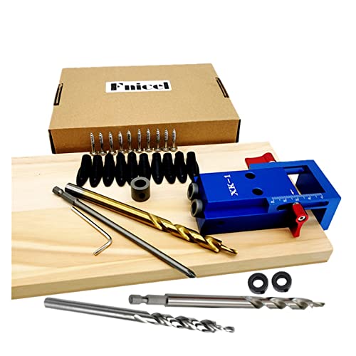 Ortungsgeräte Taschenlochschraube Kit Holzbearbeitung & Tischler Splicing Master System 95mm 3/8 Zoll Schräghochbohrung Aluminiumlegierung (Color : Set A with 3 Drill) von Generic