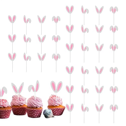 Ostern Cupcake Topper, Kuchen Topper | 36 Stück n-Kuchendekorationen Kaninchen-Kuchenaufsatz,Kaninchen-Cupcake-Topper, lustige Ostern-Dekorationen für Kuchen, Desserts von Generic