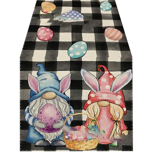 Ostern Tischläufer Leinen Bunny Print Home Tischdecke Urlaub Party Tischdekoration Tischdecke Matte I KzQ883 (C, 183x33CM) von Generic