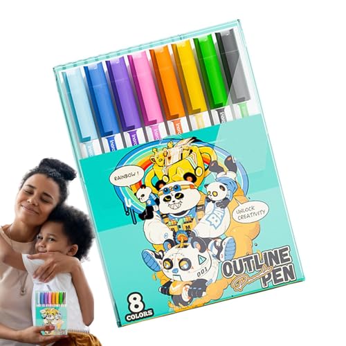 Outline-Stifte – Schimmernde Marker-Set, buntes Outline-Marker-Set | Zeichnungs-Doodle-Umrissmarker, Künstlerbedarf für die Kartenherstellung, Weihnachtskarte, Basteln von Generic