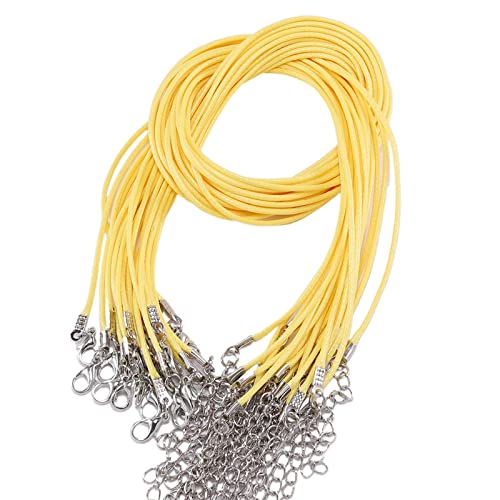 Oyrcvweuy Lederschnur mit Verschluss, 1,5 mm Durchmesser, verstellbar, geflochtenes Seil für Schmuckherstellung, DIY-Halskette, Armband, Zubehör, Lederband, Gelb von Generic