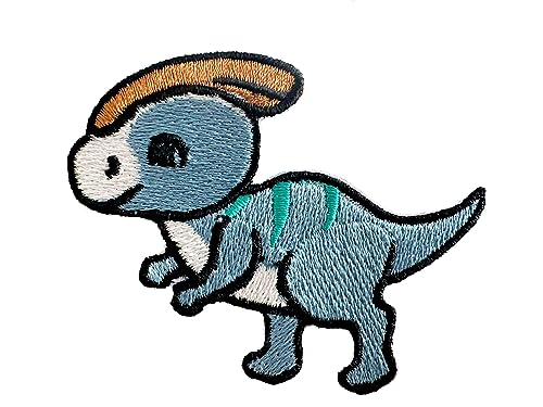 PLpatch Aufnäher mit Dinosaurier-Parasaurolophus, grauer Dinosaurier, niedliches Cartoon-Logo, zum Aufnähen oder Aufbügeln von Generic