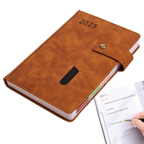 PU Leather Notebook - 2025 Monthly Daily Planner Book | Monatlicher Tagesplaner 2025, 365-Tage-Planer-Notizblock, Veranstaltungsplanerbuch für Arbeit, Studium, Zeitplan, Geschäft von Generic