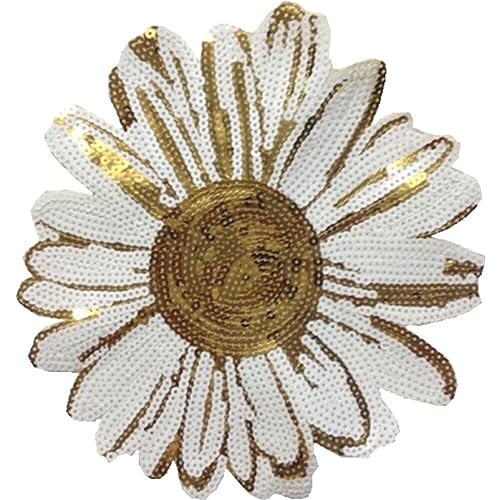 Pailletten-Sonnenblumen-Aufnäher zum Aufbügeln und Aufnähen Applikation Blumen-Kleidungsabzeichen für Heimwerkerarbeiten Herstellung von Kleidern Hut-Accessoires von Generic