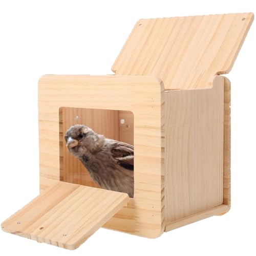 Papageien-Zuchtbox, winddichtes Vogelnest aus Holz mit 6 cm großem EIN- und Ausgangsloch, magnetischem Festschloss, Sichtfenster hinten, hängendes Vogelhaus für die Verzierung von Haustierkunst von Generic