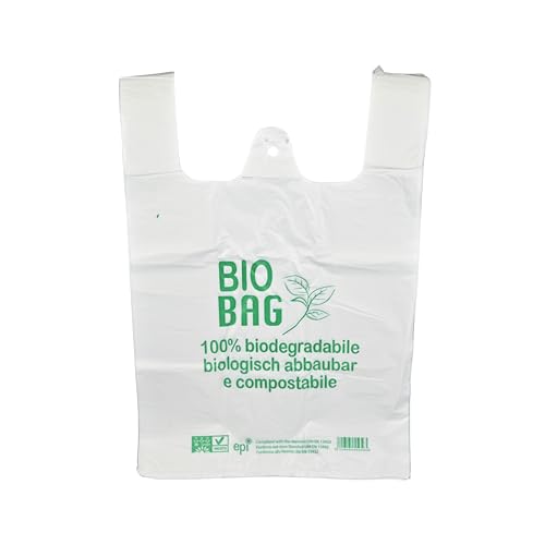 Parspack Verpackungen Hemdchentragetaschen, 25x12x45 cm - 14 my, Extrastark, biologisch abbaubar, kompostierbar, Plastiktüte, Biotüte, Plastiksackerl, Tragetaschen, 1000 Stück von Generic