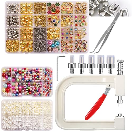 Perle Hand Presse Maschine mit Perle, Niet Studs & Werkzeug, DIY Perlen Werkzeug Set, Kleidung und Hüte Perle Maschine, Perle Einstellung Maschine für Modedesign Set von Generic